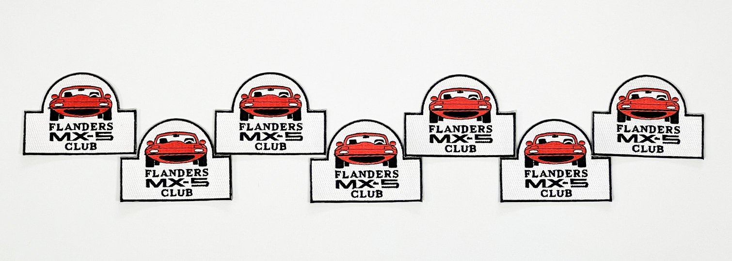 Combinaison d'écussons brodés pour le club de voitures Flanders MX-5