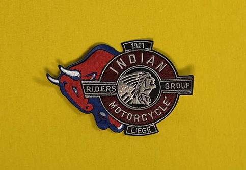 Écussons brodés pour les motards du groupe Indian Motorcycle Liège