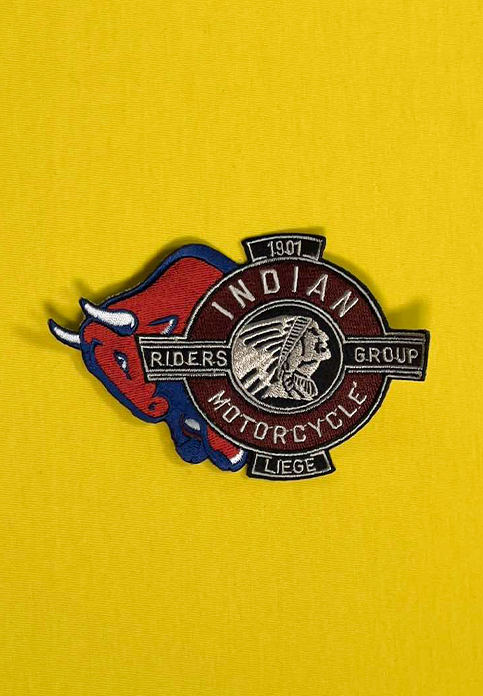 Écussons brodés pour les motards du groupe Indian Motorcycle Liège