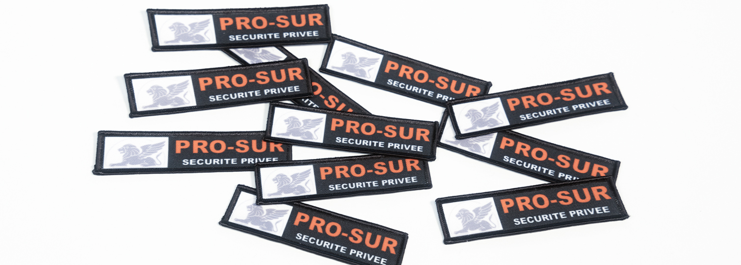 Combinaison d'écussons sublimés pour les agents de sécurité Pro-Sur Securite Prrivée